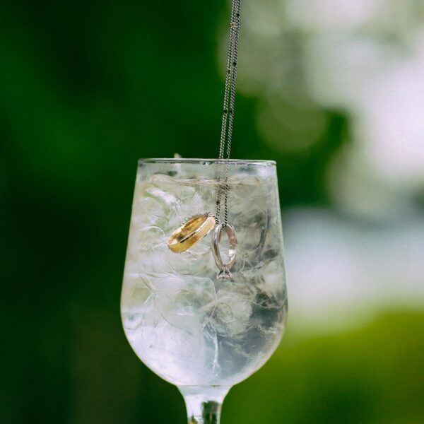 wedding rings in ice water